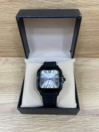 CARTIER SANTOS BLACK SILICON BOITE SIMPLE